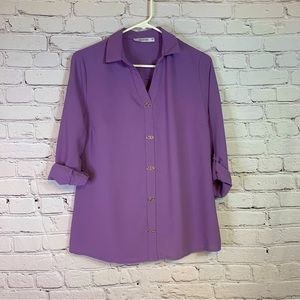 Duses Purple Unique Button Down Top Size Medium
